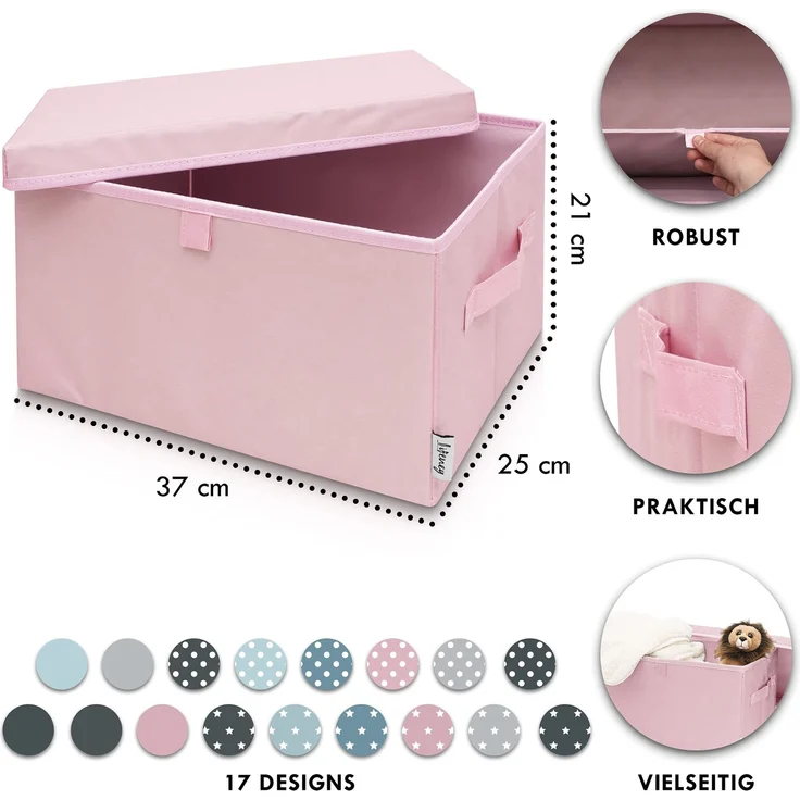 LIFENEY 2-Set Aufbewahrungsbox Kinder (37x25x21cm) I Aufbewahrungskorb für Kinderzimmer und Wohnbereich I Kinder Aufbewahrungskiste (Rosa) – Bild 3