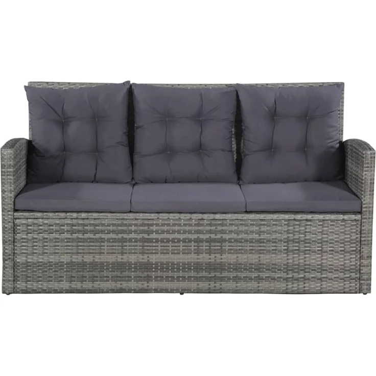 vidaXL 6-tlg. Garten-Lounge-Set, mit Auflagen, Poly Rattan Grau – Bild 3