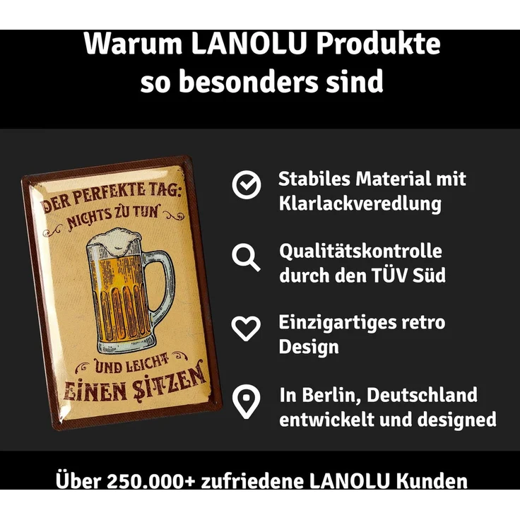 LANOLU Blechschild Der Perfekte Tag Mit Bier - 20x30cm – Metall – Beige – 20230 – Bild 4