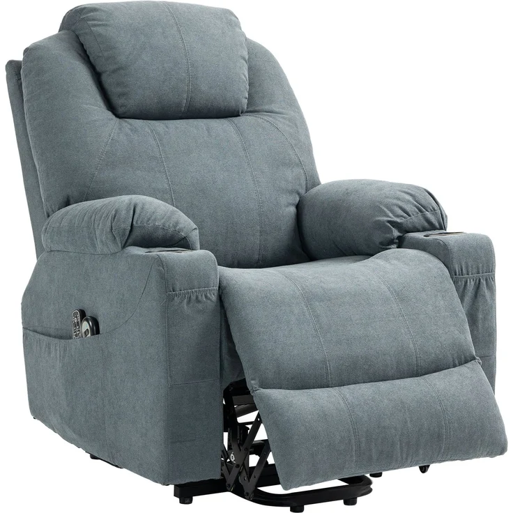 Wohnora-Massagesessel Aufstehhilfe Seniorensessel, 8 Massagepunkte, Seitentaschen, Fernbedienung, 90L x 101B x 107 cm, Grau,H 1070cm x T 1010cm x B 900cm,Dunkelgrau – Bild 1