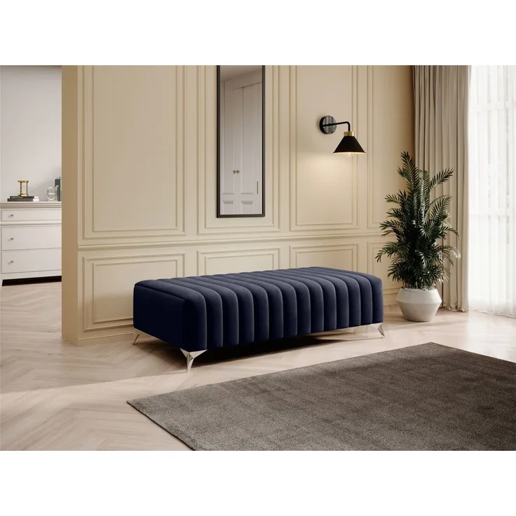 Polsterhocker Designerhocker Hocker ELENI Stoff Monolith Dunkelblau