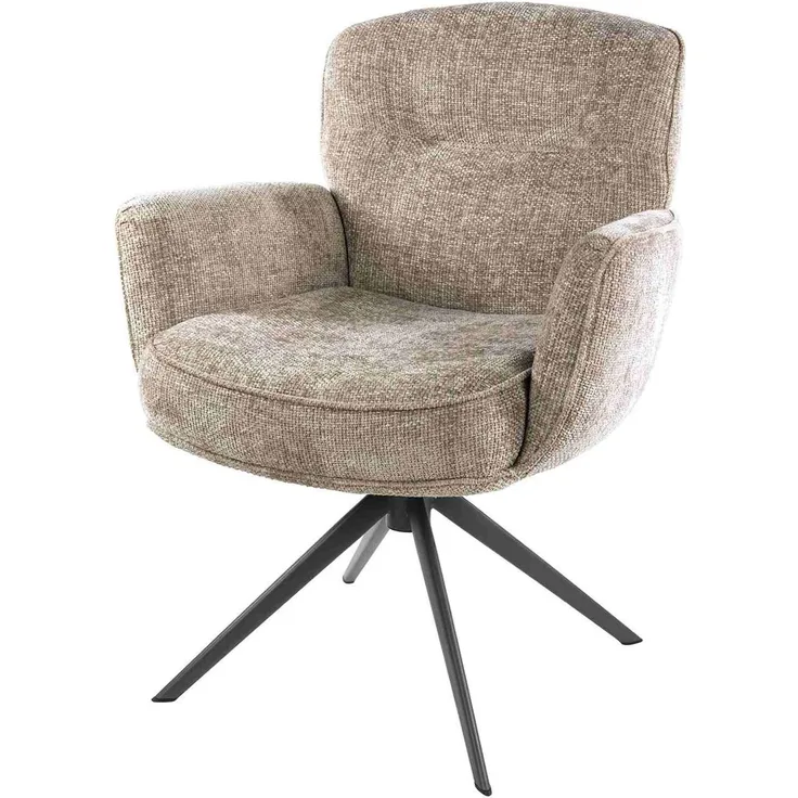Armstuhl Azora 2er-Set mit Drehfunktion mit Chenille-Bezug, Sand