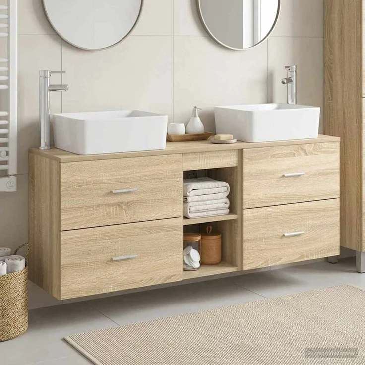 vidaXL Badezimmerschrank-Set 3 stk. Sonoma-Eiche 136 x 35 x 80 cm 3405853 – Bild 1