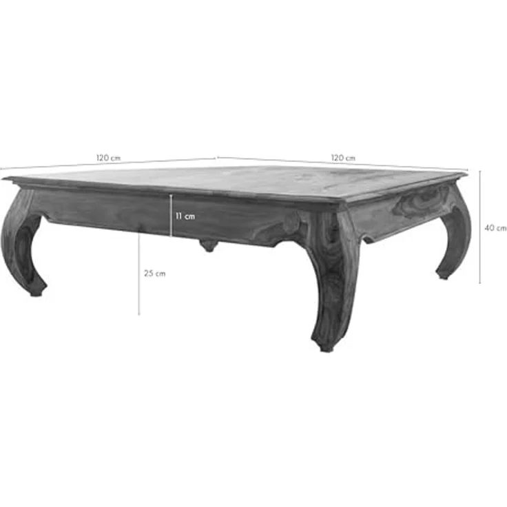 Couchtisch Sheesham 120 x 120 x 40 braun lackiert OPIUM #633 – Bild 3