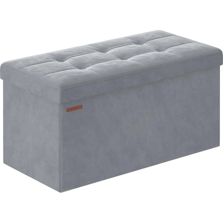 Songmics Sitztruhe mit Stauraum, Samt taubengrau, 38 x 38 x 76 cm – Bild 1