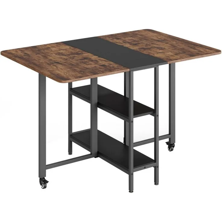 Mondeer Esstisch Klappbarer (1 Tisch), Gestell aus Metall, mit Zwei offene Ablagefächer, Breite 140cm