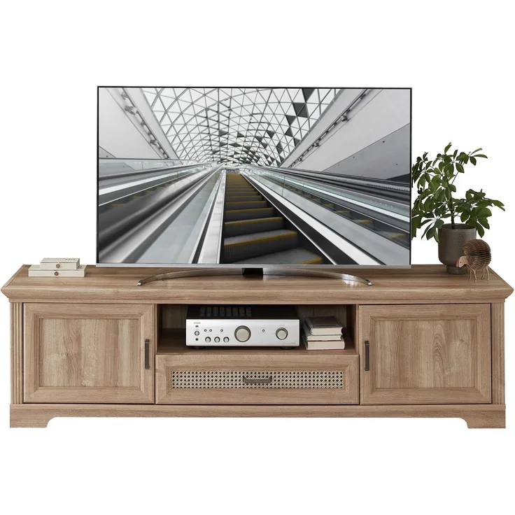 TV Lowboard VIENNA 193 cm Eiche Nachbildung mit Wendefüllung