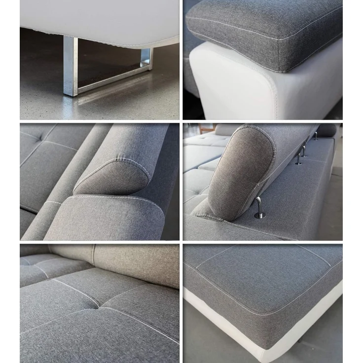 Ecksofa Caris mit Schlaffunktion, Bettkasten und einstellbare Kopfstützen (Dunkelblau (Kronos 09), Ecksofa Rechts) – Bild 6
