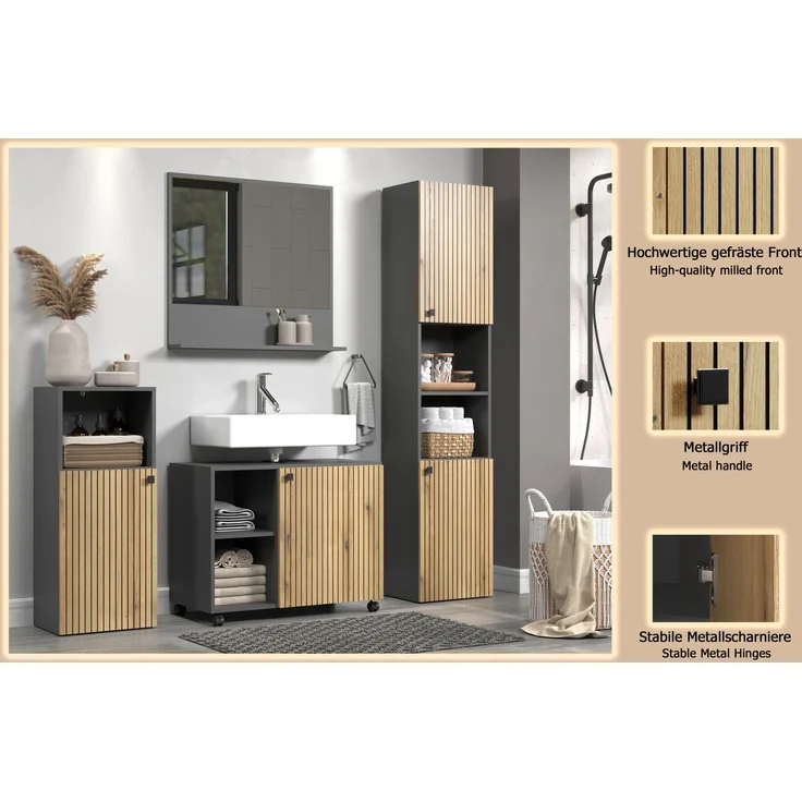 Badmöbel Set Bliss in Evoke Eiche und grau 180 cm – Bild 7