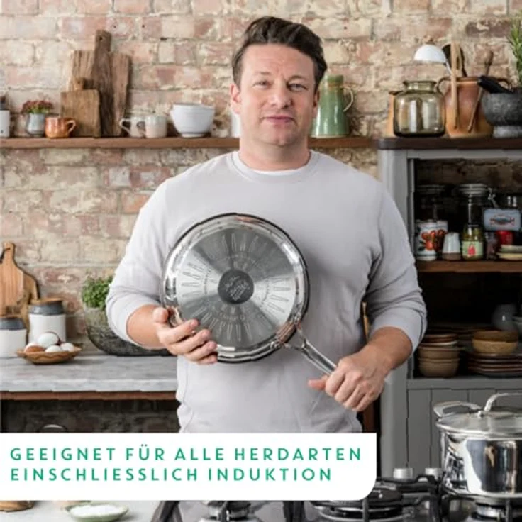 Tefal Jamie Oliver by Cook's Direct On Wokpfanne, 28 cm, Antihaftversiegelung, Thermo-Signal, genieteter Griff, induktionsgeeignet, Edelstahl, E3041934 – Bild 3