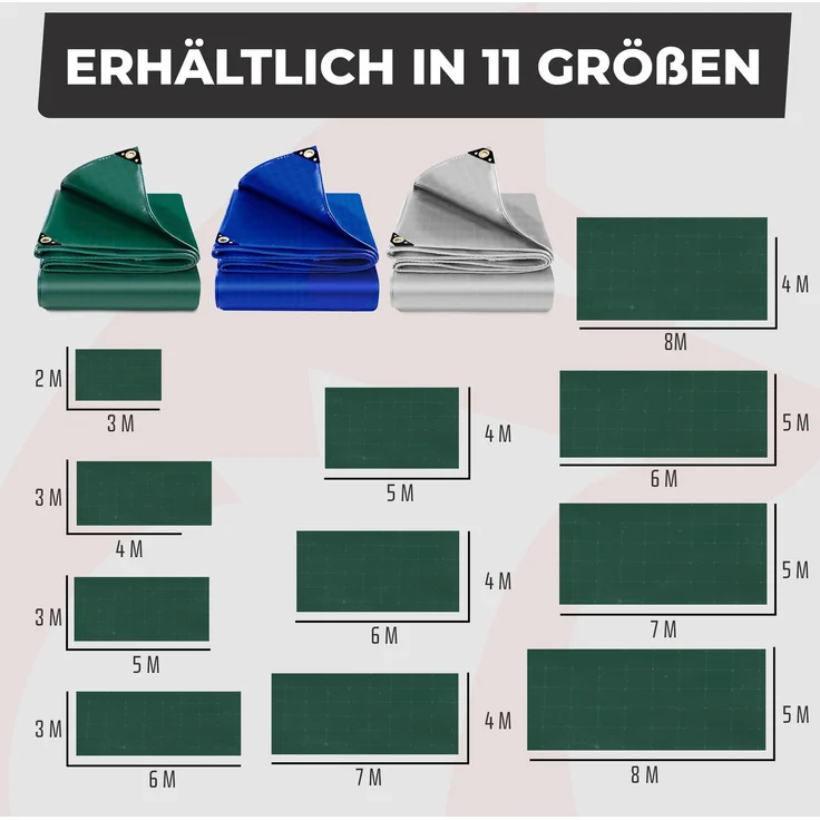 ROTFUCHS Premium Abdeckplane mit Ösen, 700 g/m² PVC RipStop-Gewebe Reißfest & Wasserdicht | Universell für Pool, LKW, Holz Gartenmöbel | Abdeckung, Schutzplane, Gewebeplane, Grün, 300x200 cm – Bild 7