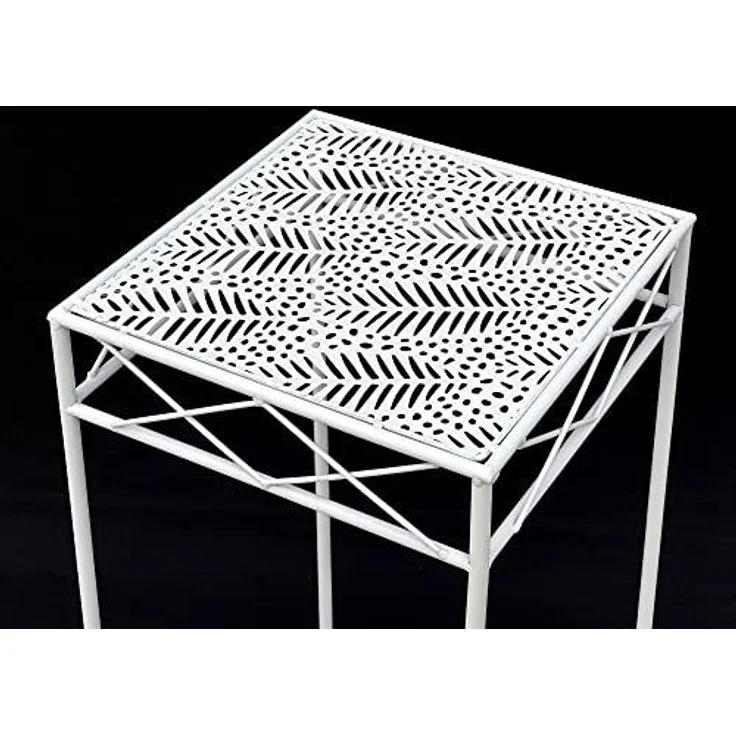 DanDiBo Blumenhocker Weiß Metall Eckig Blumenständer 96314 3er Set Beistelltisch Blumensäule Modern Pflanzenständer Pflanzenhocker – Bild 7