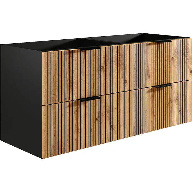 Vente-unique - MADELA Waschbeckenmöbel Holz, Platte SchwarzBeige - B 46 cm x H 57 cm x L 120 cm – Bild 3