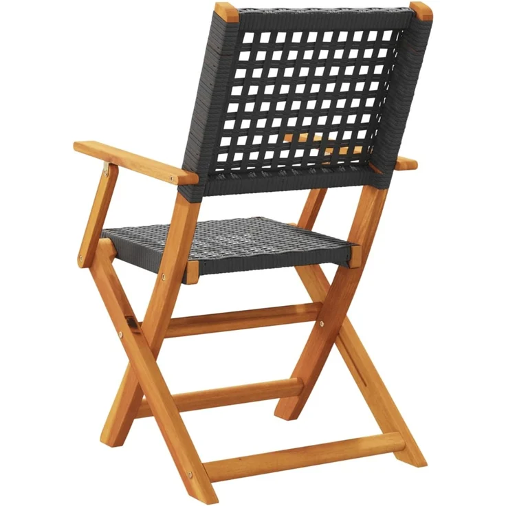vidaXL Klappstühle, 2 Stück, schwarz, Massivholz Akazie und Polyrattan 367663 – Bild 7