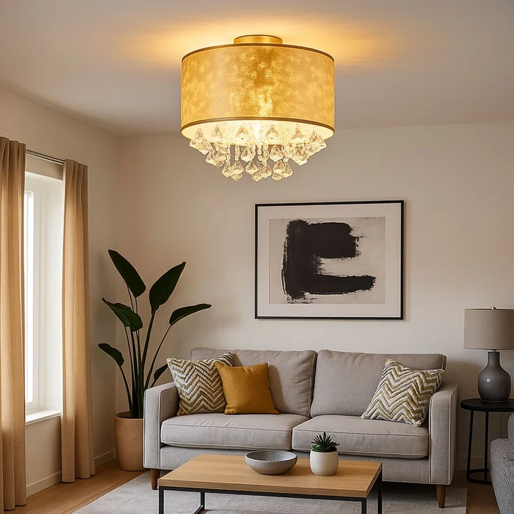 LED Deckenleuchte im Blattgold Design mit Kristallen, AMY – Bild 4