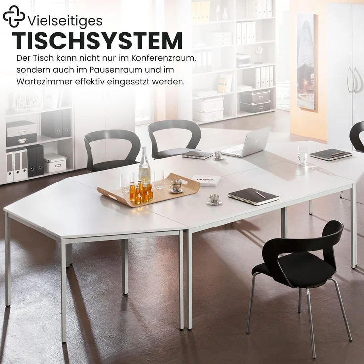 bümö Tisch klein, Multifunktionstisch, 80 x 80 cm in grau - Beistelltisch, Bistrotisch, Esstisch, Pausentisch, Mehrzwecktisch Tischsystem für Warteraum, Pausenraum & Co, VS08-5 – Bild 10