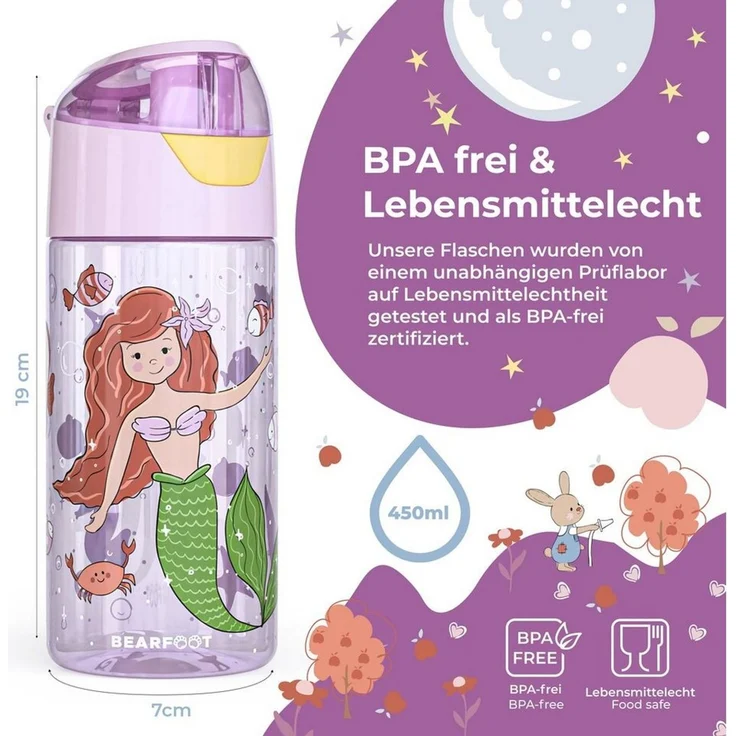 BEARFOOT Trinkflasche Trinkflasche Kinder, leichte Wasserflasche - Meerjungfrau – Bild 2