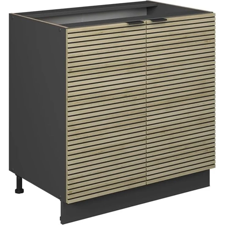 Spülenunterschrank Fame-Line Eiche Paneel 80 cm mit Regal, ohne Arbeitsplatte Vicco