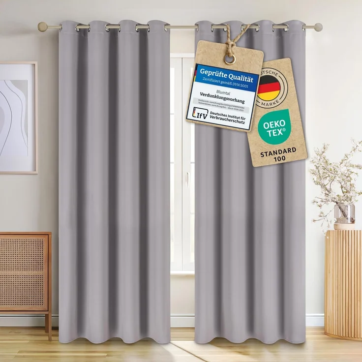 Blumtal Verdunkelungsvorhang 2er-Set Gardinen Wärmeisolierend Blickdicht, Ösen (2 St), verdunkelnd, mit Ösen