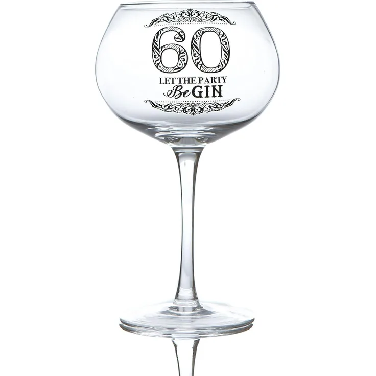 Boxer Gifts Ballonglas zum 60. Geburtstag, Aufschrift ''Let The Party Be-Gin'', lustige Glaswaren, perfekt für einen 60. Geburtstag, verpackt in einer Geschenkbox, 9,5x18,5 cm