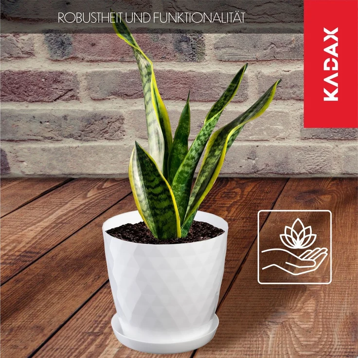 KADAX Kunststoff-Blumentopf mit Ständer, Blumentopf-Abdeckung für Blumen, 16 cm, Weiß – Bild 3