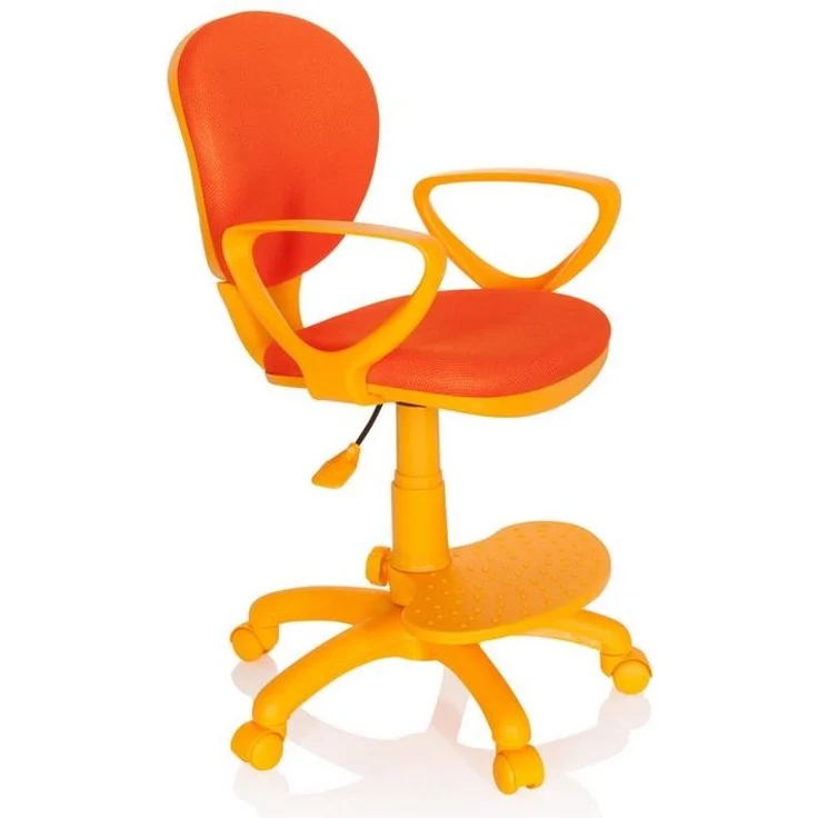 hjh OFFICE 671008 Kinderdrehstuhl Kid Colour Stoff Orange Schreibtischstuhl Kinder, Fußablage & Sitzfläche höhenverstellbar – Bild 3