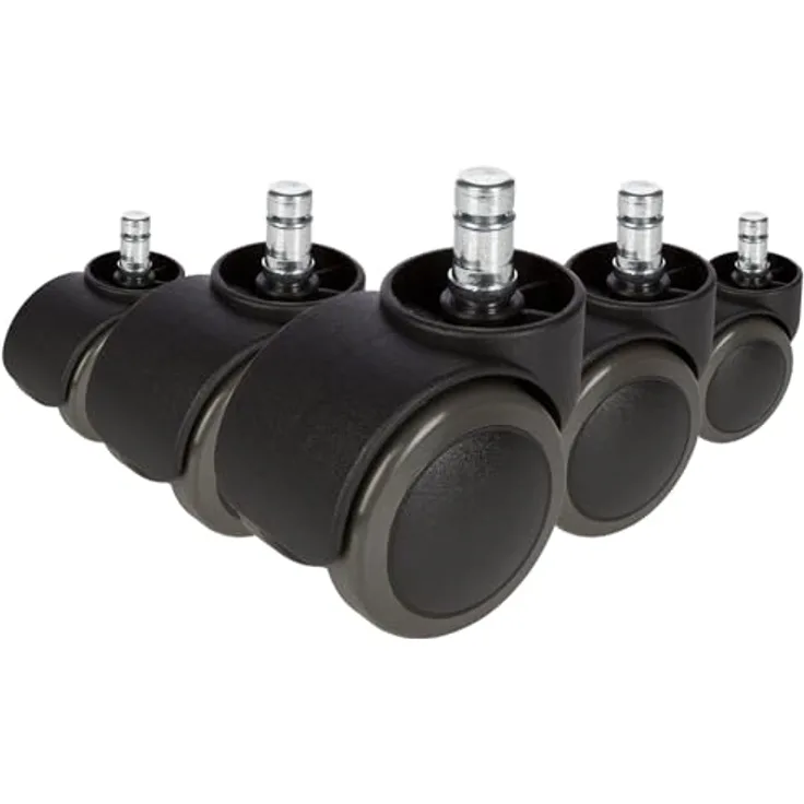 hjh OFFICE 619006 5X Hartbodenrollen 11mm / 50mm Büro-Stuhl-Rollen für Hartböden (5er Pack)