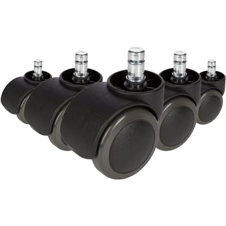 hjh OFFICE 619006 5X Hartbodenrollen 11mm / 50mm Büro-Stuhl-Rollen für Hartböden (5er Pack) – Bild 1