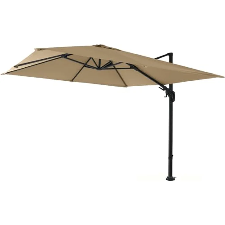 Siena Garden Ampelschirm Elio, 300 cm x 300 cm, Taupe, stufenlos neigbar, 360° drehbar, wasserabweisend – Bild 1