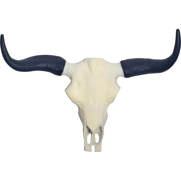 FineBuy Deko Geweih Büffel-Schädel Weiß 55,5 cm Aluminium Design Stierkopf, Wanddekoration Horn Modern, Wandskulptur mit Hörner, Geweih-Jagdtrophäe Metall, Wandschmuck Groß – Bild 6