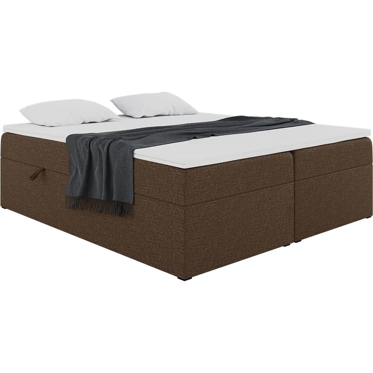 MEBLINI Boxspringbett LIONEL 200x200cm - H3/Braun Webstoff - mit Bettkasten - Gepolstert Doppelbett mit Matratze und Topper - Polsterbett mit Stauraum - Bett ohne Kopfteil - Stauraumbett – Bild 2
