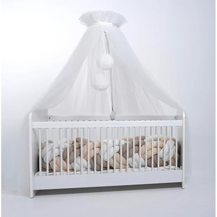 Baby Fancyroom Betthimmel Tüll Betthimmel für Babybett Babywiege Beistellbett Moskitonetz, 165cm lang, mit 2 Bommeln – Bild 4