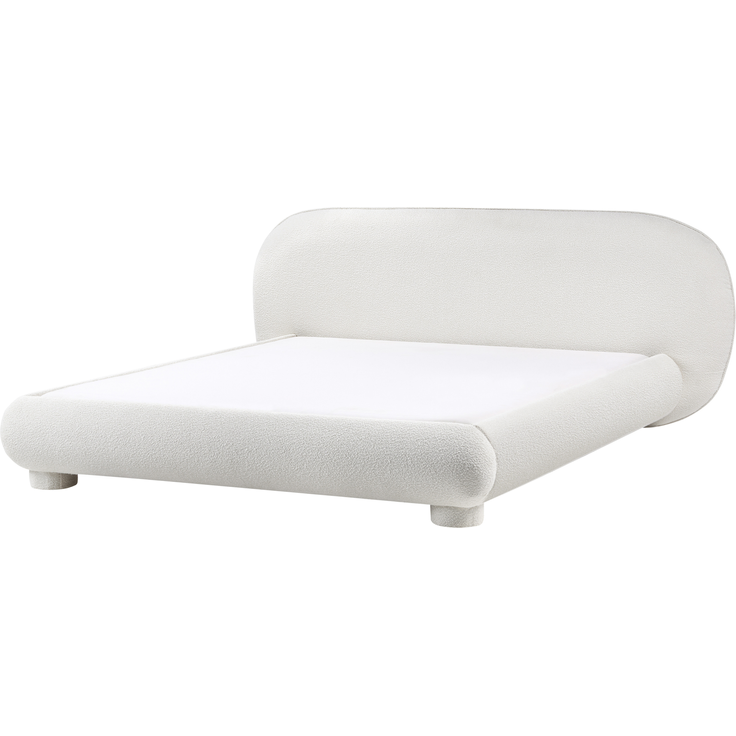 Bett mit Lattenrost Bouclé BAYEL 180x200 cm Cremeweiß – Bild 4
