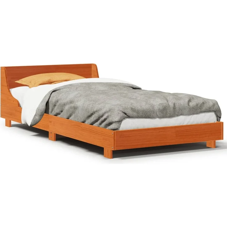Einzelbetten, Betten für Erwachsene, Massivholzbett ohne Matratze Wachsbraun 75x190 cm Kiefernholz de4228 – Bild 1
