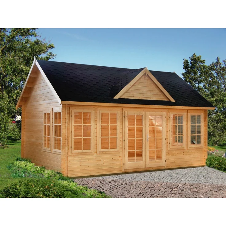 Palmako Gartenhaus Claudia 194 m² Gartenhaus aus Holz Holzhaus mit 44 mm Wandstärke Blockbohlenhaus mit Montagematerial – Bild 1