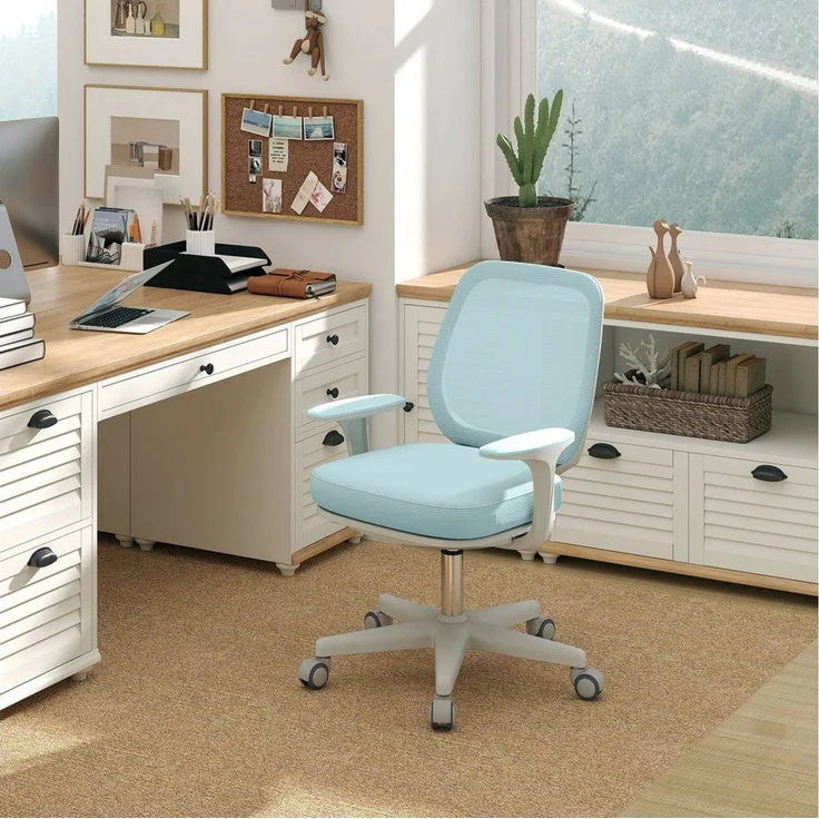 Vinsetto Bürostuhl Höhenverstellbar Computerstuhl mit Drehfunktion (Ergonomisch Schreibtischstuhl, 1 St), für Home-Office, Polyester, Grün – Bild 5