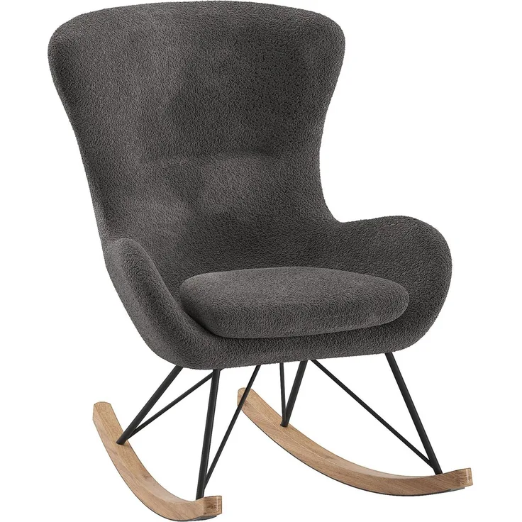 Schaukelstuhl 76 x 101 x 110 cm Bouclé Metall Buche Anthrazit Schwarz Natur