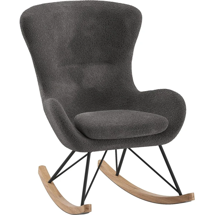 Schaukelstuhl 76 x 101 x 110 cm Bouclé Metall Buche Anthrazit Schwarz Natur