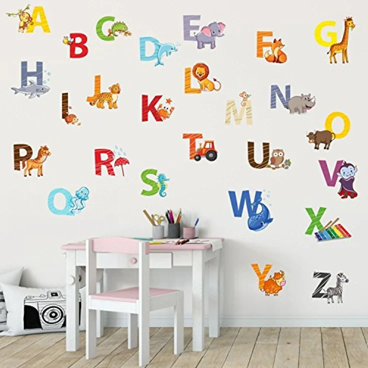 nikima Wandtattoo 084 Wandtattoo Alphabet Tiere ABC (PVC-Folie) – Bild 3