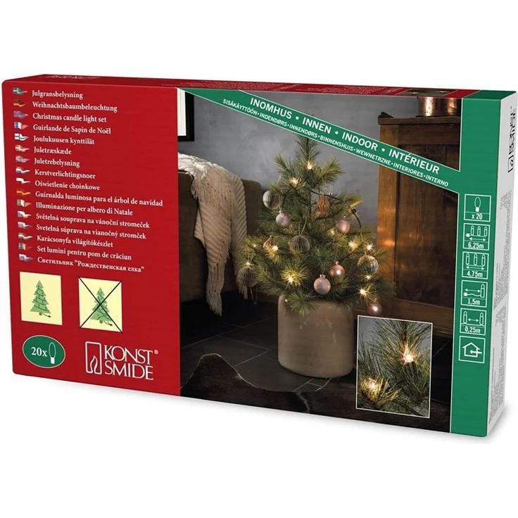 KONSTSMIDE Christbaumkerzen 1027-000 Baumkette Topbirnen gedrehte Spitze 20er warmweiß/grün innen – Bild 2