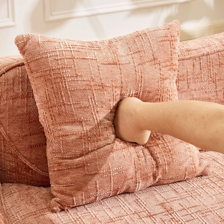 Gebogenes 2-Sitzer Sofa, ergonomisch gepolstert mit Federkern, fertig montiert & pflegeleicht,Rosa – Bild 9