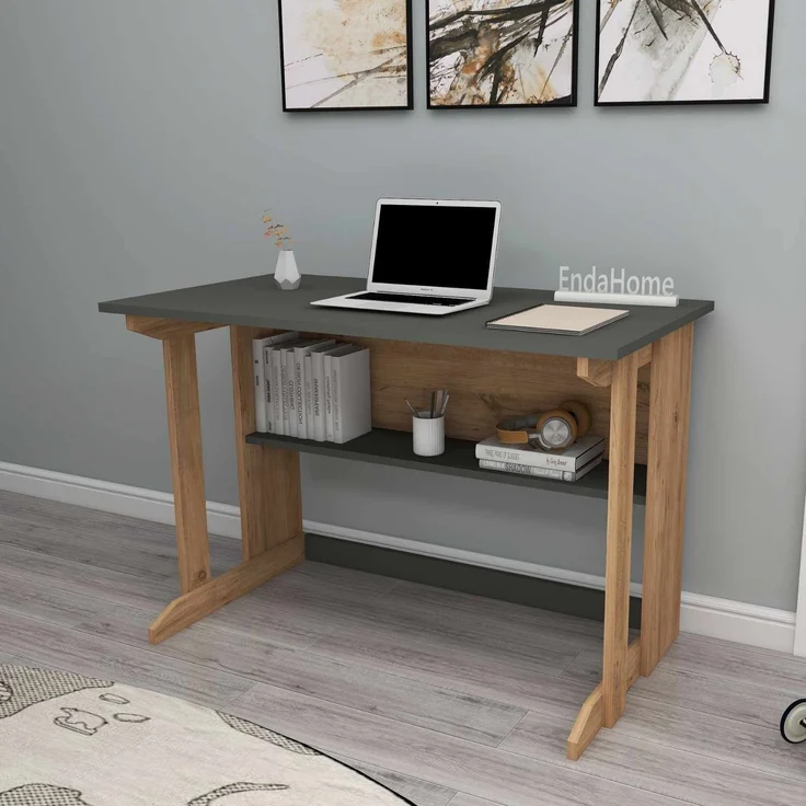 Skye Decor 'Pillar - Atlantic Pine, Anthracite' Schreibtisch, Atlantik-Kiefer / Anthrazit, 100 x 74,3 x 55,5 cm – Bild 1