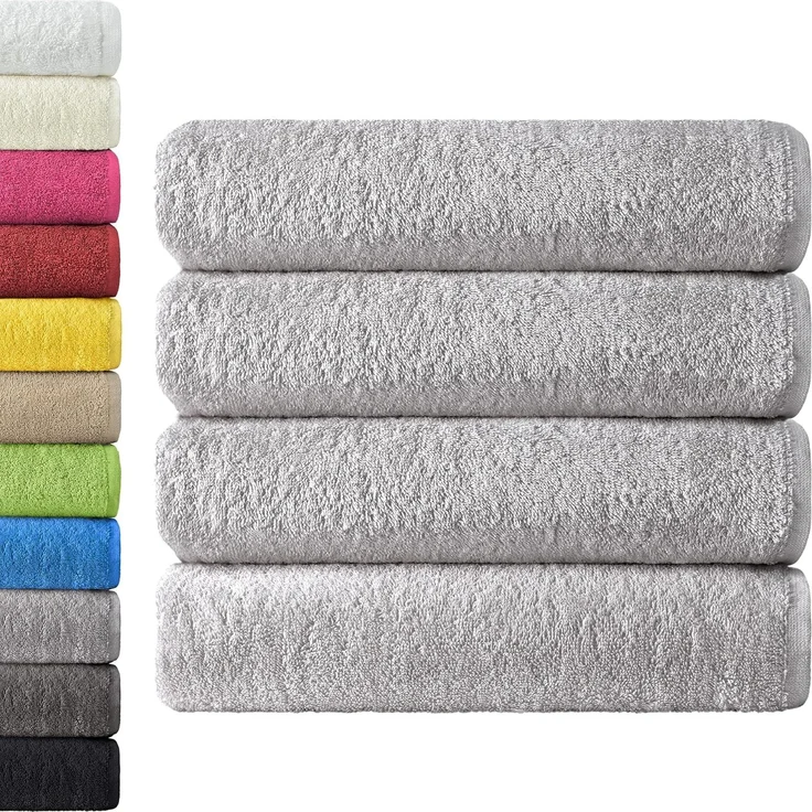NatureMark 4er Pack Duschtücher, Größe 70x140 cm, Silber Grau, 100% Baumwolle – Bild 1