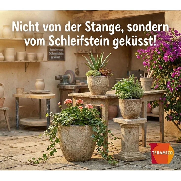 Keramik Blumentopf Eggpot Lava Weiß Ø 38cm Struktur Übertopf geschliffen Unikat – Bild 8