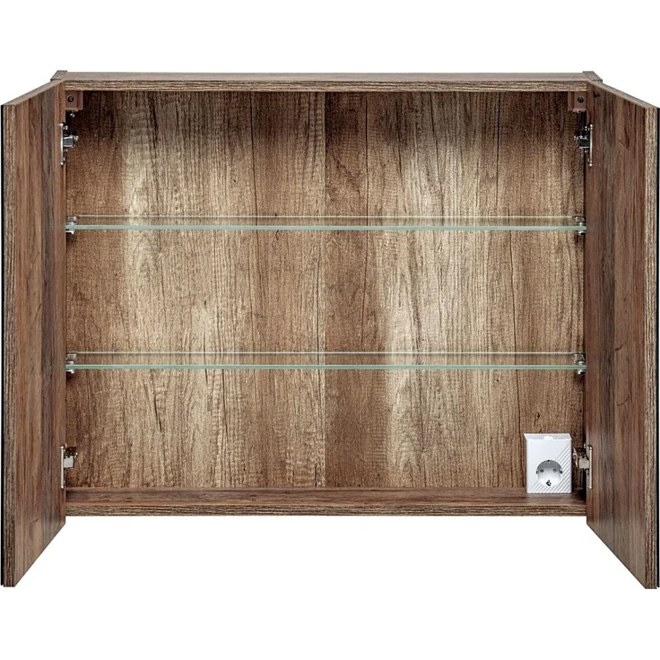 Spiegelschrank 80 cm mit LED-Beluchtung und 2 Türen PUEBLA-56 in Vintage Eiche – Bild 4