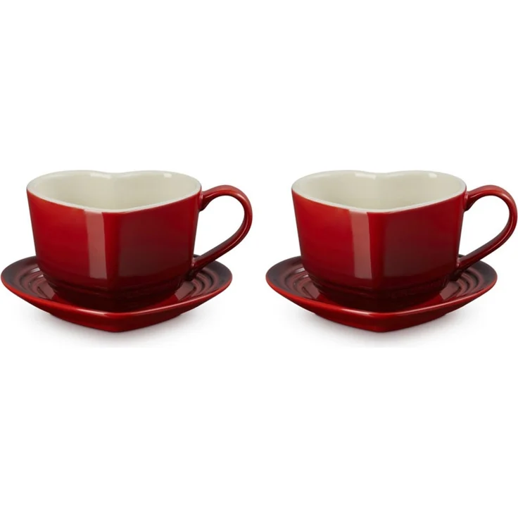 LeCreuset 2er-Set Herzbecher mit Untertassen | Kirschrot : Kirschrot – Bild 2