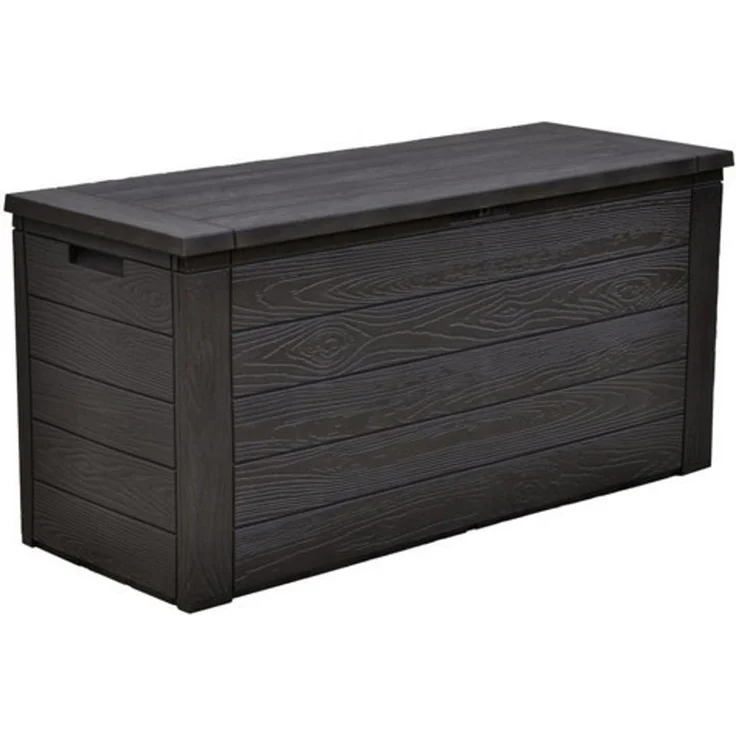 2x Gartenkissenbox Holzoptik Gartentruhe Auflagenbox Kissenbox Aufbewahrungsbox – Bild 3