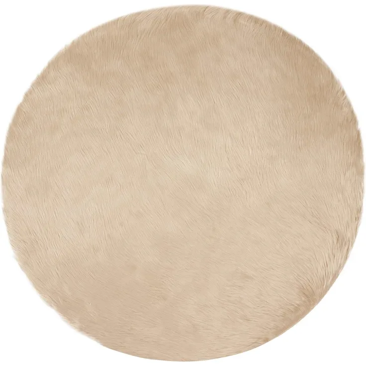 vidaXL Kunstschaffell Teppich Tafalla Beige Ø 200 cm Polyester 42021495