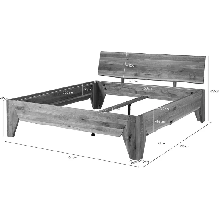 Bett Wildeiche 160x200 natur geölt PURE OAK #114 – Bild 8