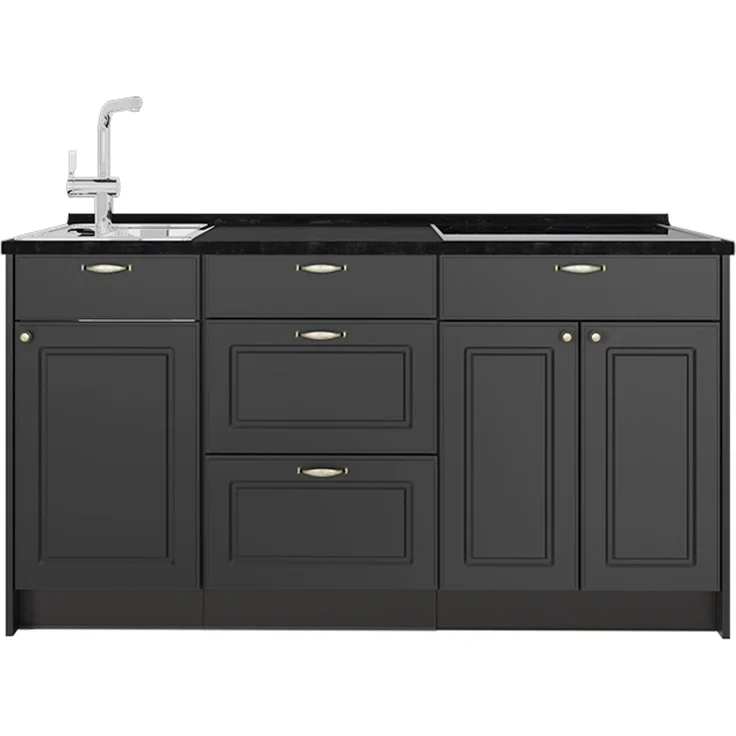 Küchenblock Fame-Line Anthrazit-Gold Landhaus 150 cm, AP Anthrazit Vicco – Bild 1